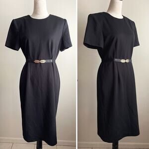 Vintage Leslie Faye LBD Classic Black Sheath  Dress Sz 14? large